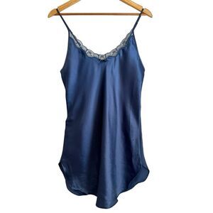 La Senza Vintage Blue Lace Trimmed Satin Slip Size Medium